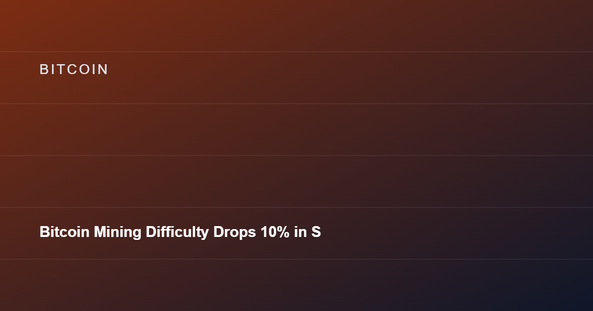 Bitcoin Mining Difficulty Drops 10% in Second-Largest 2026 Decline